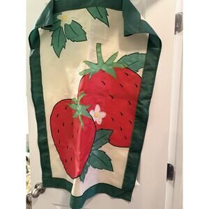 Vintage Strawberry Garden Flag Large Red Fruit & Flower Design 24x38”